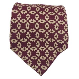 Tommy Hilfiger | Men's Vintage Maroon and Cream Paisley Printed Silk Tie
